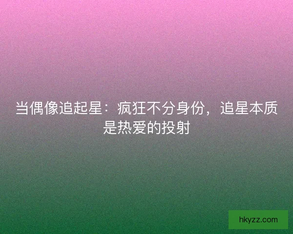 当偶像追起星：疯狂不分身份，追星本质是热爱的投射